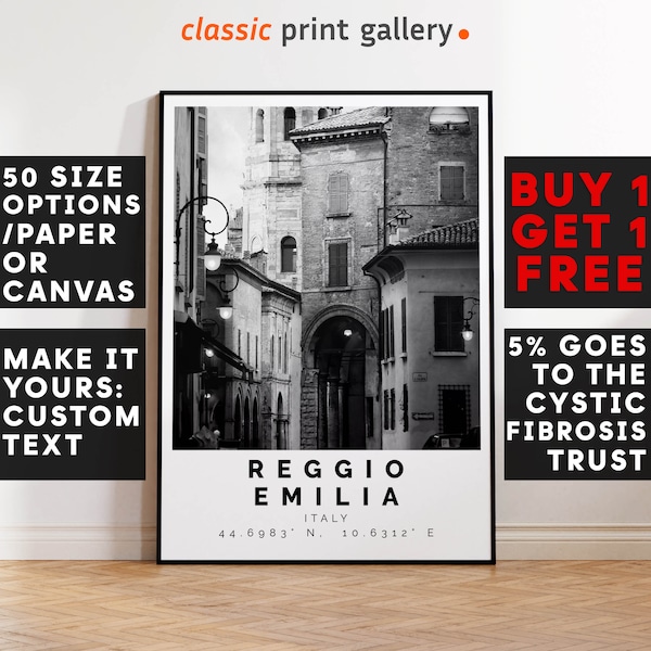 Reggio Emilia Poster Black and White Print, Reggio Emilia Wall Art, Reggio Emilia Travel Poster, Reggio Emilia Photo Print,Italy,5971