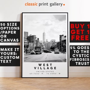 West Village Poster Black and White Print New York, West Village Wall Art, West Village Travel Photo, West Village Map, NYC Print, 3876