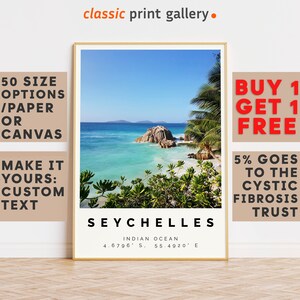 Seychelles Poster Colorful Print, Seychelles Wall Art, Seychelles Photo Decor, Gift Travel Print,Indian Ocean,Vintage Art Print,9367