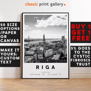 Riga Poster Black and White Print, Riga Wall Art, Riga Travel Photo, Riga Map, Latvia Poster, Latvia Print, 4293