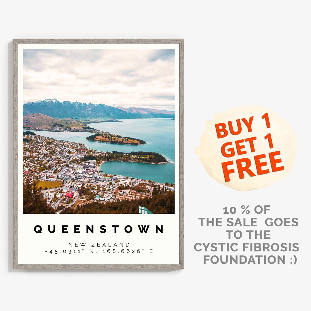 Queenstown Poster Colorful Print Queenstown Wall Art Etsy