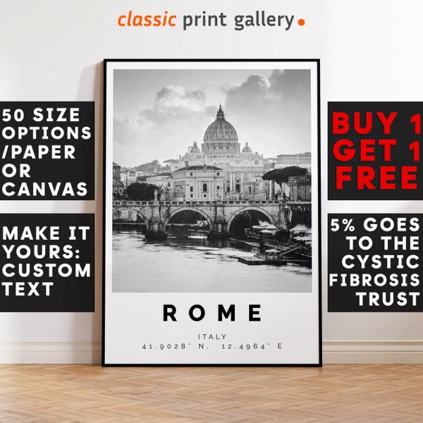 Rome Print Black and White Photo, Rome Wall Art, Rome Travel Poster, Rome Photo Print, Italy Wall Art, Italia Decor, 4286