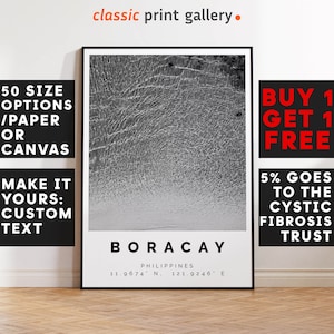 Boracay Poster Black and White Print, Boracay Wall Art, Boracay Travel Poster, Boracay Photo Print, Philippines Coastal, Beach Art, 3136
