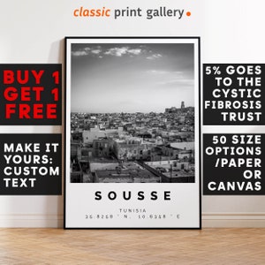Sousse Print,Sousse Wall Art,Sousse Black and White Poster,Personalized Birthday Travel Gift Present Photography Artwork Tunisia 15022a