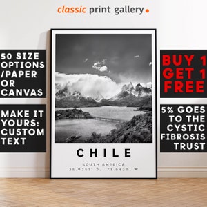 Chile Poster Black and White Print, Chile Wall Art, Chile Travel Poster, Chile Photo Print, South America,5467a
