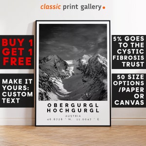 Skiing Poster,Obergurgl-Hochgurgl Print Wall Art Black and White Poster,Winter Travel Photography,Ski Resort,Ski Gift Austria 14772a