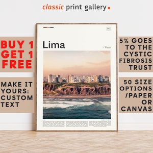 Lima Print, Lima Wall Art, Lima Color Poster With Text, Personalized Birthday Travel Gift Present Photography  Artwork,Peru 11915b