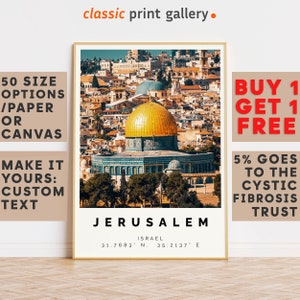 Jerusalem Poster Colorful Print, Jerusalem Wall Art, Jerusalem Photo Decor, Jerusalem Gift Travel Print,A3 Poster,8183
