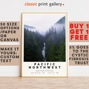 Pacific Northwest Poster Colorful Print, Pacific Northwest Wall Art,Office Wall Art,Travel Posters,8830
