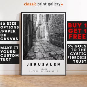 Jerusalem Poster,Jerusalem Print,Jerusalem Photo,Jerusalem Wall Art, Traveller Gift, Scenic Poster, Black and White Photographic Art, 3657