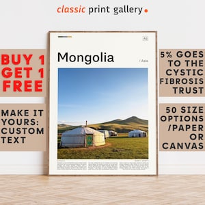 Mongolia Print, Mongolia Wall Art, Mongolia Color Poster With Text, Personalized Birthday Travel Gift Present Photography, Mongolia 12002b1