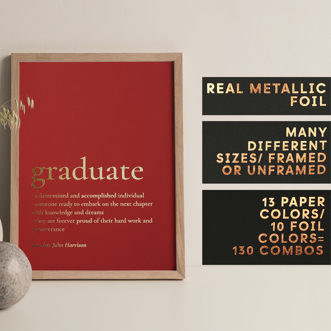 Graduate Definition Gold Foil Print Poster Wall Art | birthday Gift for ...