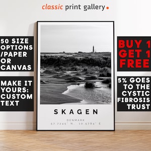 Skagen Poster Black and White Print, Skagen Wall Art, Skagen Photo Print, Skagen Gift Travel Decor,Dennmark,6774