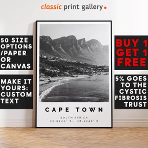 Cape Town Print Black and White Photo, Cape Town Wall Art, Cape Town Travel Poster, Cape Town Photo Print, South Africa Poster, 3213