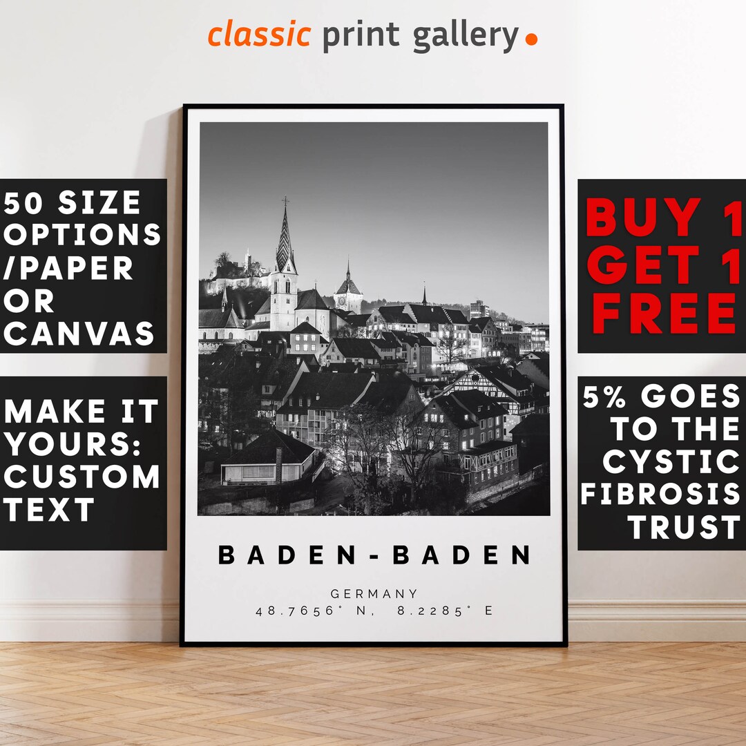 Baden-baden Poster Black and White Print, Baden-baden Wall Art, Baden ...