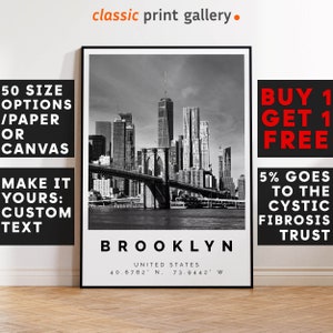 Brooklyn Poster, Brooklyn Print, Brooklyn Decor, Wall Art, England, UK, Anniversary Gift, City Poster, Architecture Wall Art, 3161