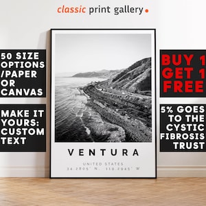 Ventura Poster Black and White Print, Ventura Wall Art, Ventura Travel Poster, Ventura Photo Print, California,USA,4754