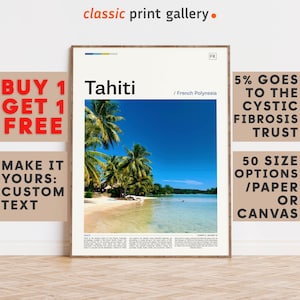 Tahiti Print, Tahiti Wall Art, Tahiti Color Poster With Text, Personalized Birthday Travel Gift Present, French Polynesia 12289b1