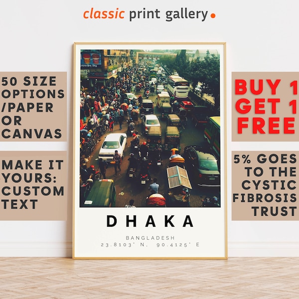 Dhaka Poster Colorful Print, Dhaka Wall Art, Dhaka Photo Decor, Dhaka Gift Travel Print,Housewarming Gift,Travel Gift,7959