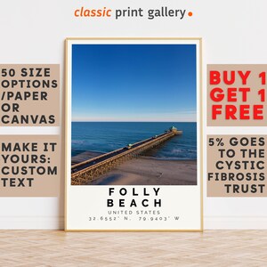 Folly Beach Poster Colorful Print, Folly Beach Wall Art, Folly Beach Photo Decor, South Carolina,Travel Poster Decor,9800