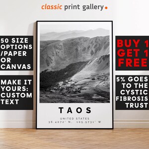 Taos Print Black and White Photo, Taos Wall Art, Taos Travel Poster, Taos Photo Print, New Mexico Wall Art Decor, 4056