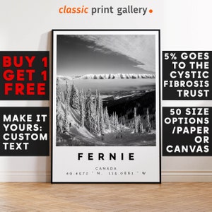 Ski Wall Art,Fernie Print,Fernie Wall Art,Fernie Black and White Poster,Winter Travel Present,Skiing Gift,Skiing Art Canada 14858a