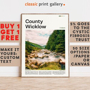 County Wicklow Print, County Wicklow Wall Art, County Wicklow Color Poster With Text, Personalized Birthday Travel Gift, Ireland 11634b