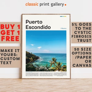 Puerto Escondido Print, Puerto Escondido Wall Art, Puerto Escondido Color Poster With Text, Personalized Birthday Travel Gift, Mexico 12147b