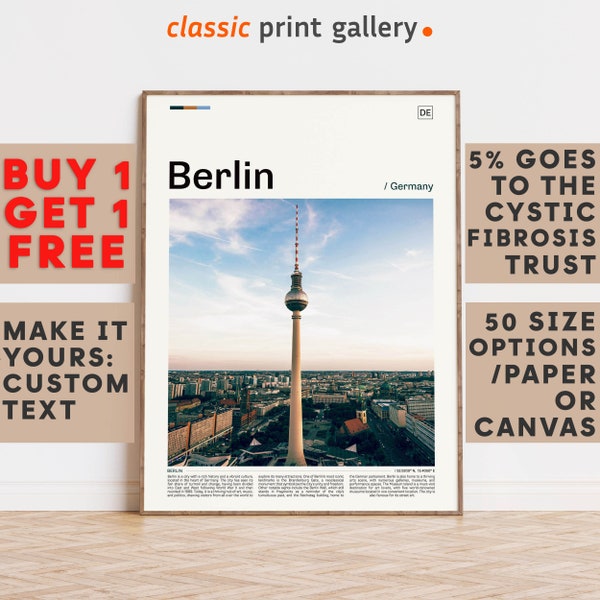Berlin Print, Berlin Wall Art, Berlin Color Poster With Text, Personalized Birthday Travel Gift Present Photography  Artwork,Germany 11497b3