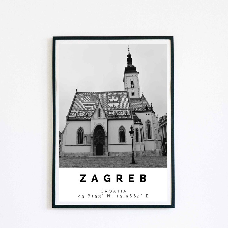 Zagreb Print Black and White Photo Zagreb Wall Art Zagreb Etsy