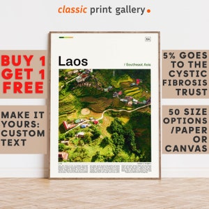Laos Print, Laos Wall Art, Laos Color Poster With Text, Personalized Birthday Travel Gift Present Photography  Artwork,Asia 11896b