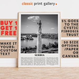 Serbia Print, Serbia Wall Art, Serbia Black and White Poster, Personalized Birthday Travel Gift Present Photography  Artwork, Europe 12228a2