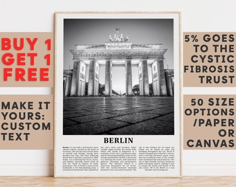 Berlin Print, Berlin Wall Art, Berlin Black and White Poster, Personalized Birthday Travel Gift Present Photography Germany 11497a5