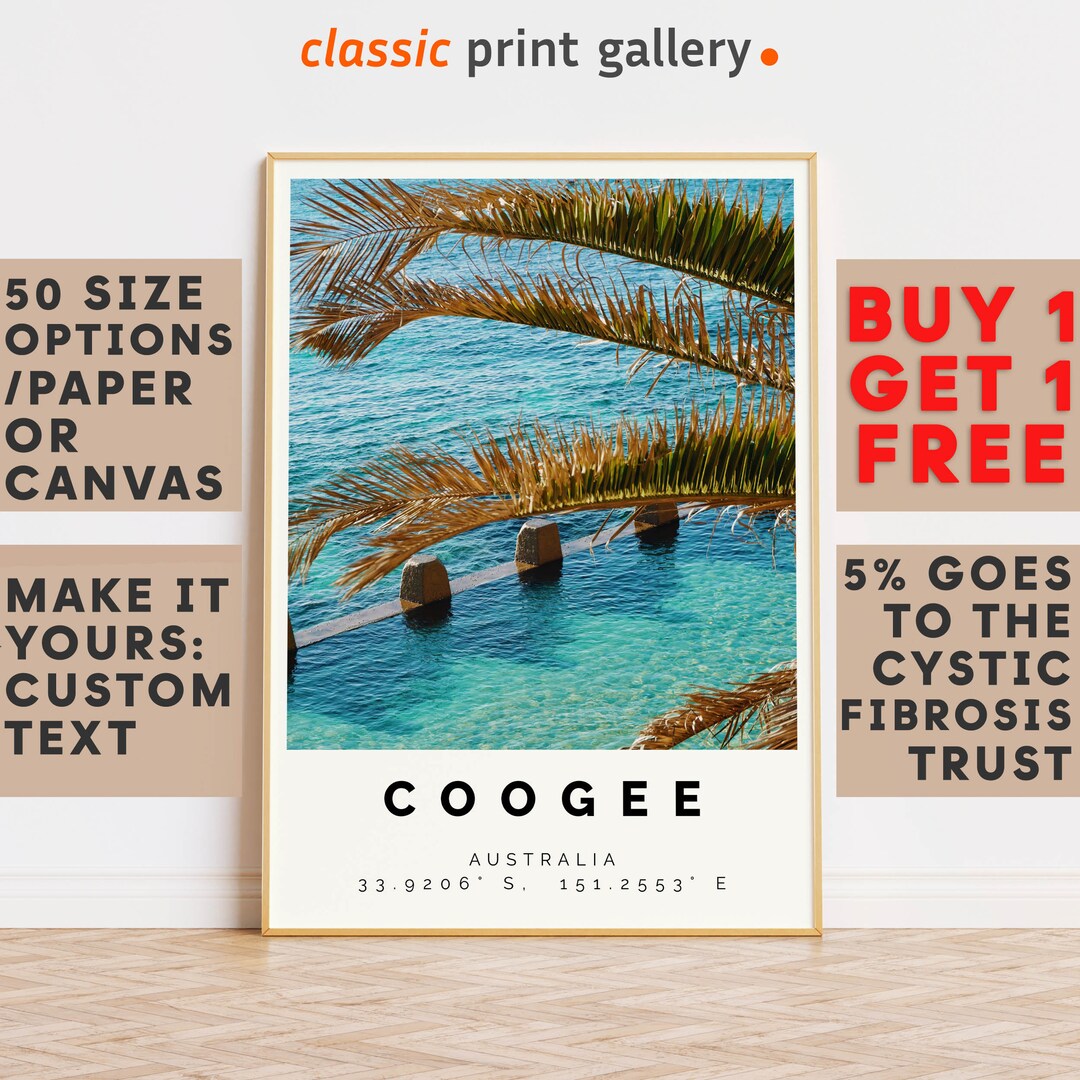 Coogee Poster Colorful Print, Coogee Wall Art, Coogee Photo Decor