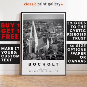 Bocholt Print,Bocholt Wall Art,Bocholt Black and White Poster,Personalized Birthday Travel Gift Present Photography Germany 14055a