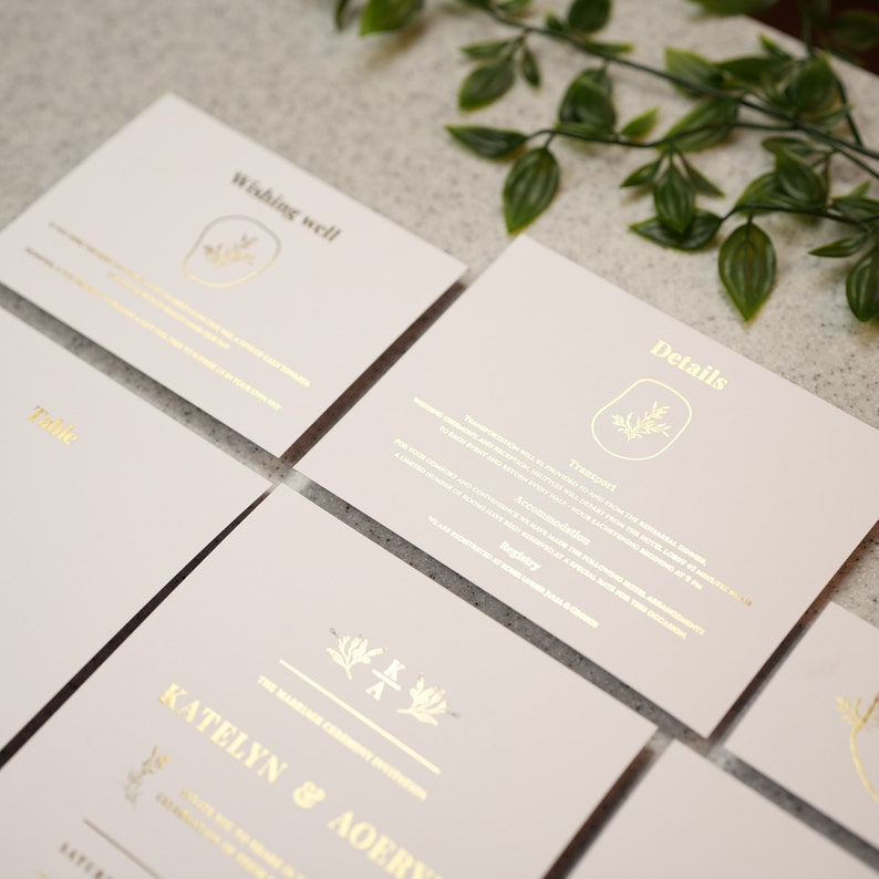 Vintage Charm Copper Foil Wedding Invite Invitation Cards, Wedding Invitations with minimalist design, invitation uniqUe W17 image 6