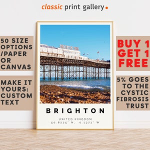 Brighton Poster Colorful Print, Brighton Wall Art, Brighton Photo Decor, Brighton Gift Travel Print,UK, England,Travel Posters Preppy,7349