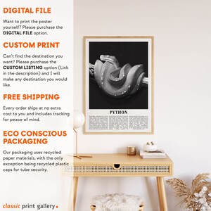 Python Print, Python Wall Art Poster, Black White Classroom Teacher Gift Present Kids Room Nursery Photography Artwork Biology Art 14777a afbeelding 5