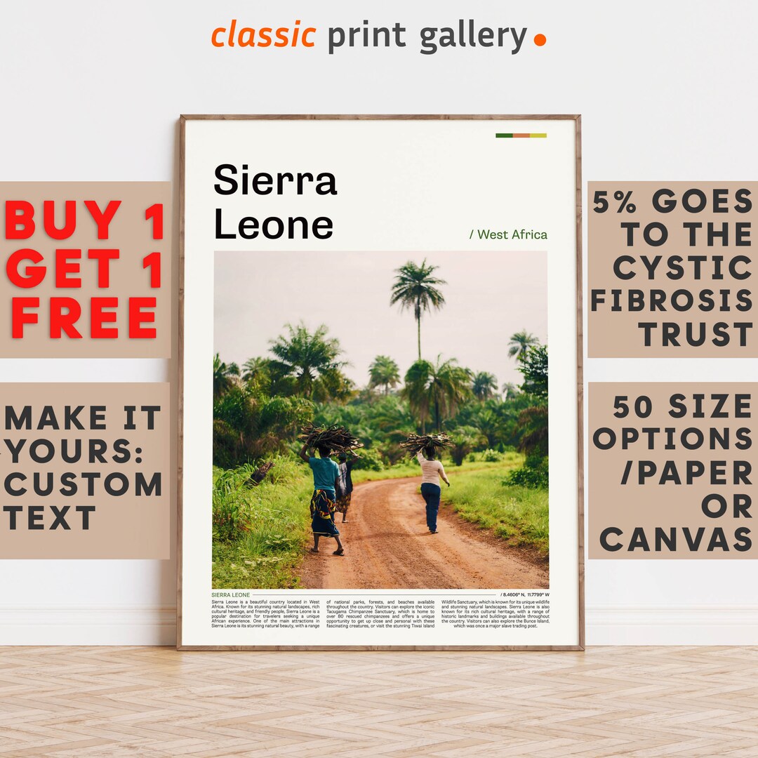 Sierra Leone Print, Sierra Leone Wall Art, Sierra Leone Color Poster