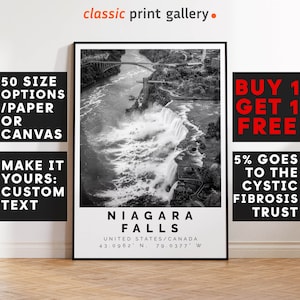 Niagara Falls Poster,Niagara Falls Print,Niagara Falls Black and White Photographic Art, Wedding gift, Coordinates Poster, Travel Gift, 4516