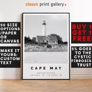 Cape May Poster Black and White Print, Cape May Wall Art, Cape May Travel Poster, Cape May Photo Print, New Jersey, USA,5065