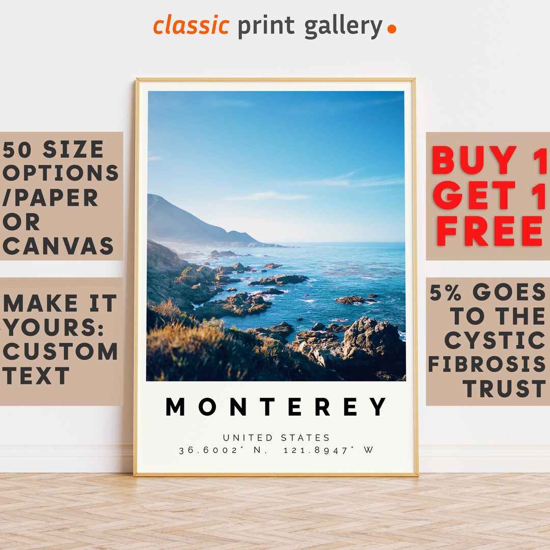 Monterey Poster Colorful Print Monterey Wall Art Monterey Etsy.de