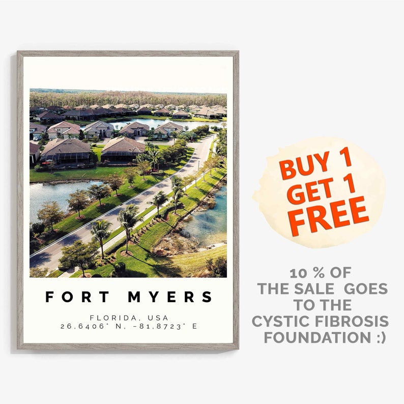 Fort Myers Poster Colorful Print Fort Myers Wall Art Fort Etsy