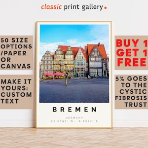 Bremen Poster Colorful Print, Bremen Wall Art, Bremen Photo Decor, Bremen Gift Travel Print,Germany,Travel Wall Art,7761