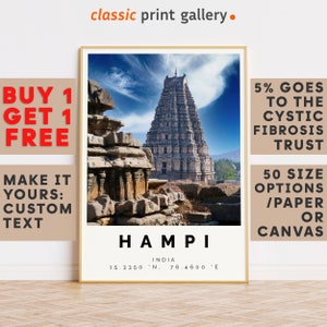Hampi Print,Hampi Wall Art,Hampi Colorful Poster,Personalized Birthday Travel Gift Present Photography Artwork India 15010