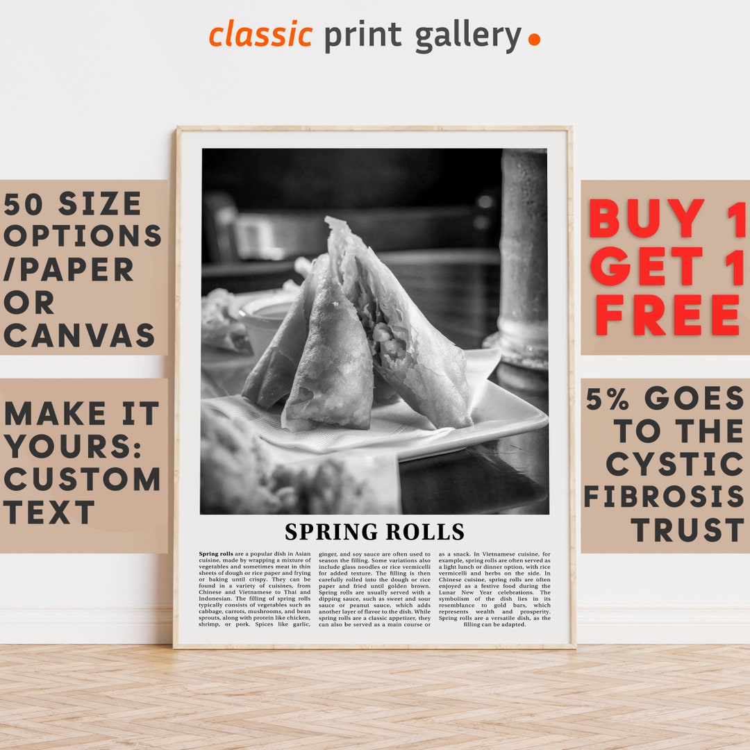 Spring Rolls Black and White Kitchen Art Spring Rolls Poster - Etsy.de