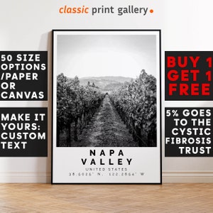 Napa Valley Poster,Napa Valley Print,Napa Valley Black and White Photographic Art, Wedding gift, Coordinates Poster, Travel Gift, 4573a