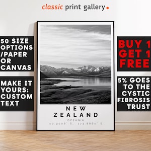 New Zealand Poster,New Zealand Print,New Zealand Black and White Photographic Art, Wedding gift, Coordinates Poster, Travel Gift, 4524