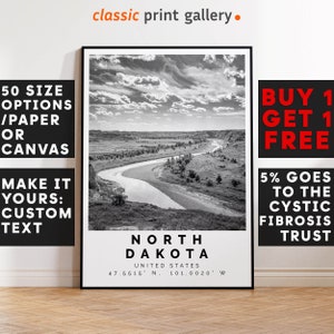 North Dakota Print Black and White Photo, North Dakota Wall Art, North Dakota Travel Poster, North Dakota Photo Print, United States,5090b