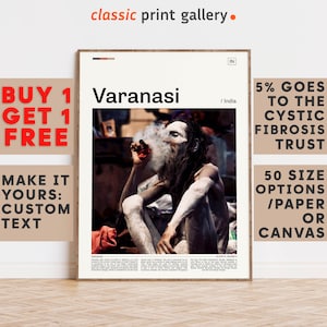 Varanasi Print, Varanasi Wall Art, Varanasi Color Poster With Text, Personalized Birthday Travel Gift Present Photography, India 12353b